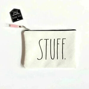 NEW - Rae Dunn - STUFF - Zippered Pouch with cute pink tassel